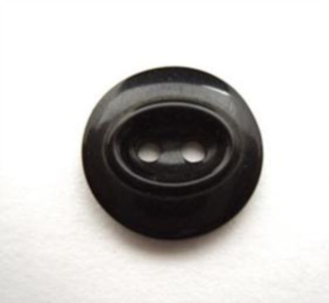 B12826 16mm Black Glossy Oval Centre 2 Hole Button - Ribbonmoon