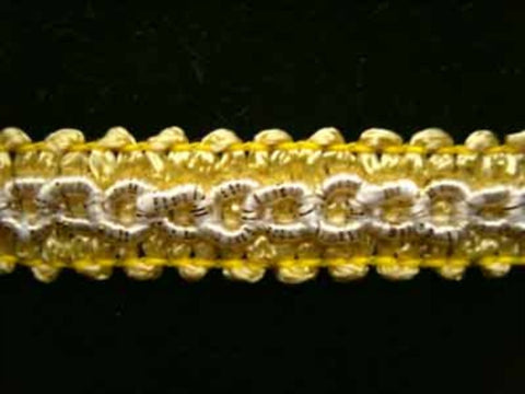 FT1215 15mm Yellow Braid with a Natural Cord-Metallic Gold Weave