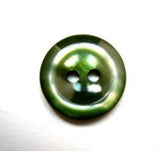 B16271 15mm Tonal Cypress Green Pearlised Shimmery 2 Hole Button - Ribbonmoon