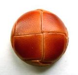 B12627 20mm Light Rust Brown Leather Effect "Football" Shank Button - Ribbonmoon