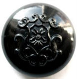 B7174 25mm Black Domed Gloss Shank Button-Raised Coat of Arms