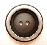 B5001 23mm Smoked Grey 2 Hole Button with a Distressed Silver Ring - Ribbonmoon