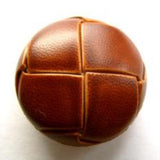 B11712 20mm Tan and Chestnut Brown Leather Effect "Football" Shank Button - Ribbonmoon