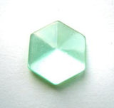 B17559 17mm Pale Green Pearlised Polyester Hexagon Shape 2 Hole Button - Ribbonmoon