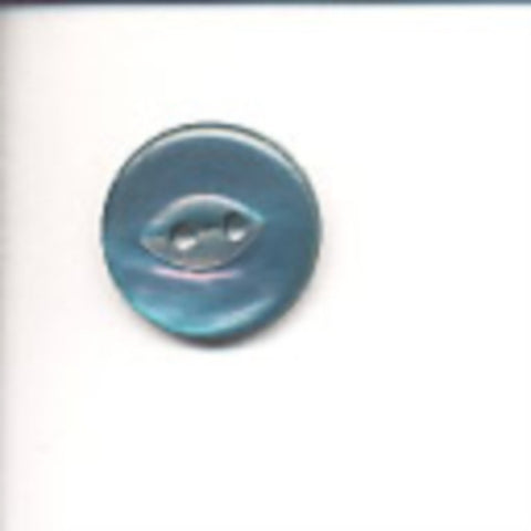 B9654 18mm Malibu Blue and Iridescent 2 Hole Polyester Fish Eye Button