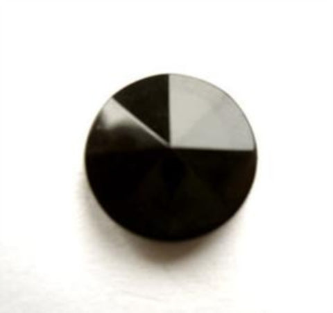 B13017 15mm Black Gloss Shank Button, Sectional Rising to Centre Point - Ribbonmoon