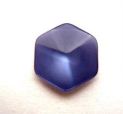 B16360 15mm Moonlight Blue Polyester Hexagon Shape Shank Button - Ribbonmoon