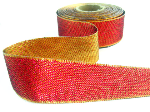 R1037 38mm Metallic Fuchsia and Gold Shot Reversible Ribbon. Wired