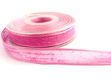 R2086 16mm Dusky Hot Pink Feather Sheer Ribbon. Wire Edge, Berisfords