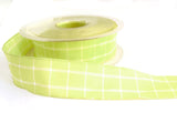 R2099 25mm Mist Green Polyester Gingham Check Ribbon by Berisfords