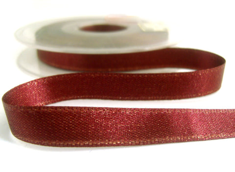 R2139 10mm Burgundy Satin and Metallic Pale Gold Shot Ribbon