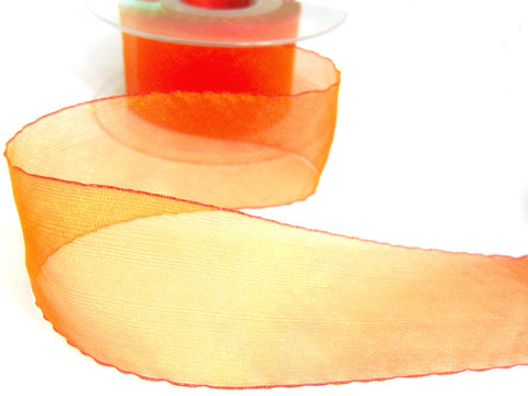 R5608 40mm Red/Yellow(orange) Shot Sheer Ribbon. "Flamenco" by Berisfords