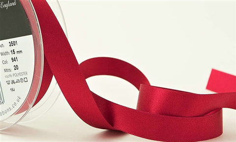 R5742 15mm Cardinal Red Double Face Satin Ribbon by Berisfords