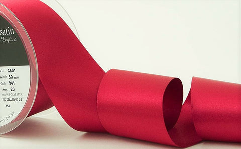 R5761 50mm Cardinal Red Double Face Satin Ribbon by Berisfords