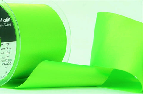 R5793 70mm Fluorescent Green Double Face Satin Ribbon by Berisfords