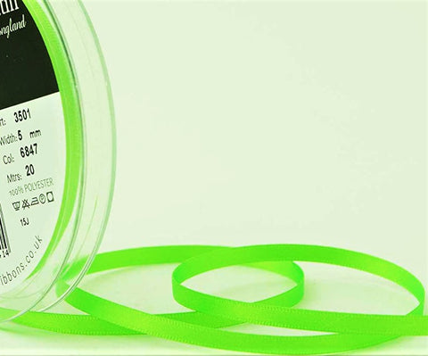 R5813 5mm Fluorescent Green Double Face Satin Ribbon by Berisfords