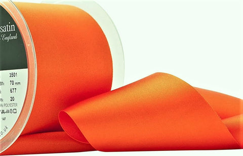 R5986 70mm Flame Orange Double Face Satin Ribbon by Berisfords