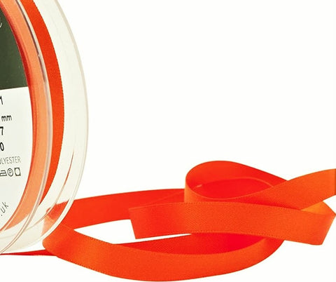 R5991 7mm Flame Orange Double Face Satin Ribbon by Berisfords