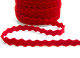 R7016 11mm Scarlet Berry Red Velvet Ric Rac Ribbon by Berisfords