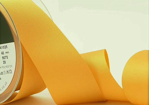 R7650 40mm Gold Yellow Polyester Grosgrain Ribbon by Berisfords