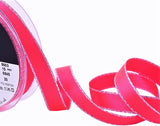 R8610 15mm Flo Pink-Metallic Silver Edge Satin Ribbon by Berisfords