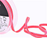 R8611 7mm Flo Pink Satin Ribbon-Silver Metallic Edge by Berisfords