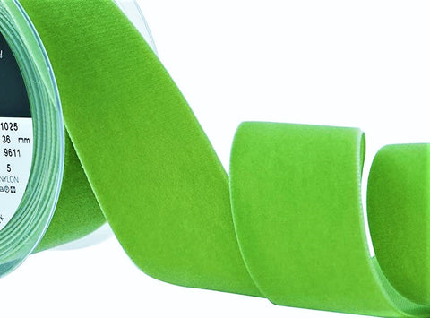 R8998 36mm Reseda (Lime Green) Nylon Velvet Ribbon by Berisfords