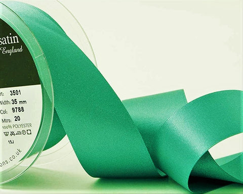 R9107 35mm Petrol Double Face Satin Ribbon by Berisfords