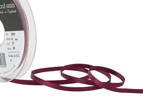 R1882 5mm Wine Double Face Satin Ribbon by Berisfords