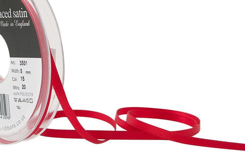 R2170 5mm Red Double Faced Satin Ribbon by Berisfords